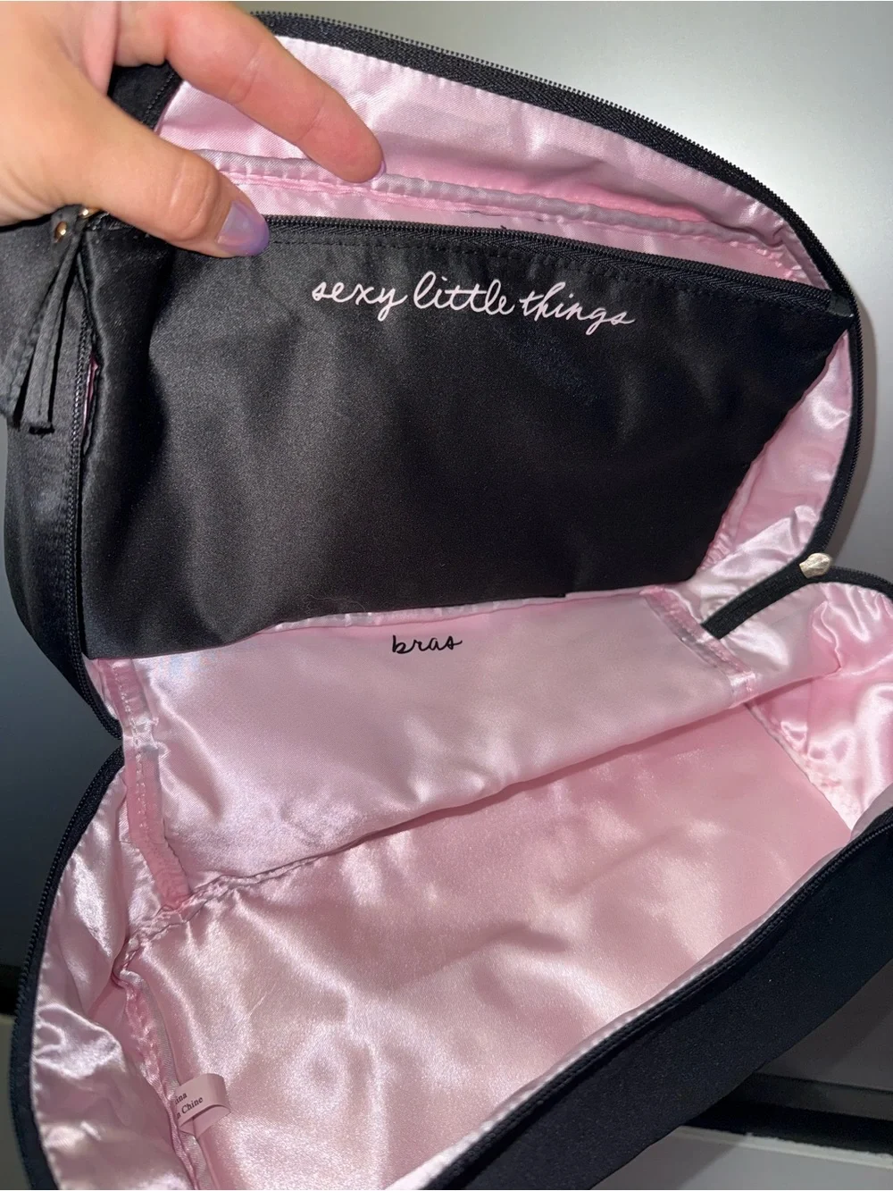 Victoria's Secret Black Bra//Panties Travel Case